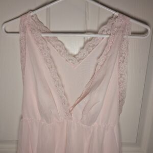 Vintage Shadowline Pink Lingerie Lace Nightgown Size Medium, EUC